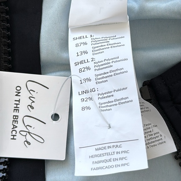 Black and Blue Long Sleeve Swimsuit - Picture 8 of 10